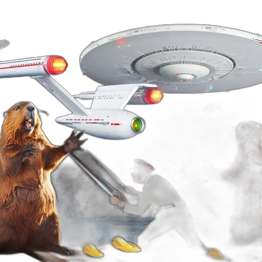 concept art, outer space, beaver, faces transparent PNG cut-out