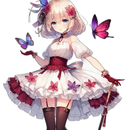 staff, dress, flower, weapon transparent PNG cut-out