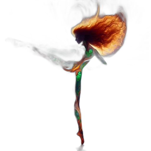 dragon, hair, staff, flower transparent PNG cut-out