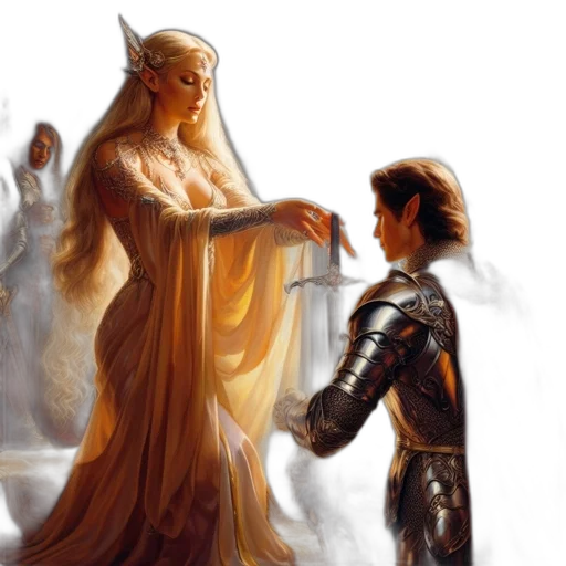 sword, dress, dragon, fantasy art transparent PNG cut-out