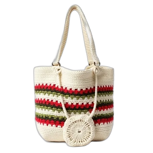 white, crochet, handbag, red transparent PNG cut-out