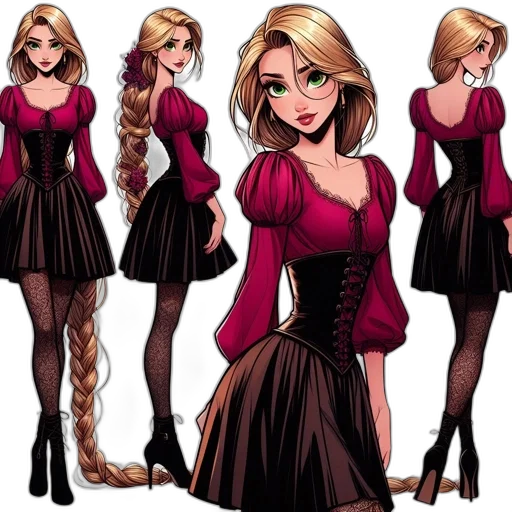 dress, cartoon, comic book art, concept art transparent PNG cut-out