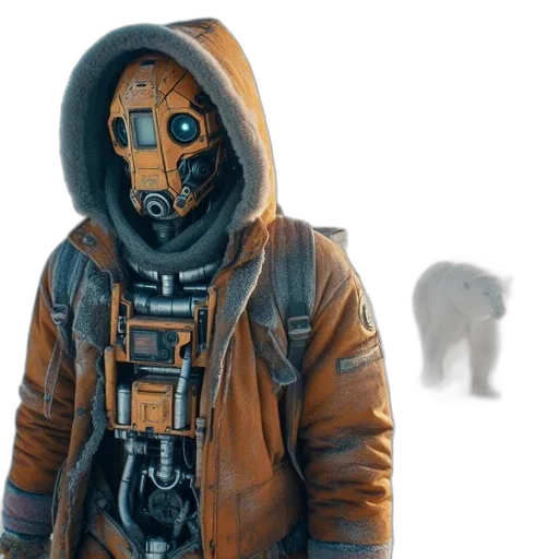 jacket, mask, robot, creature transparent PNG cut-out