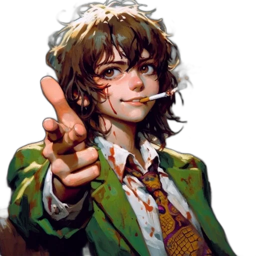staff, weapon, face, jacket transparent PNG cut-out