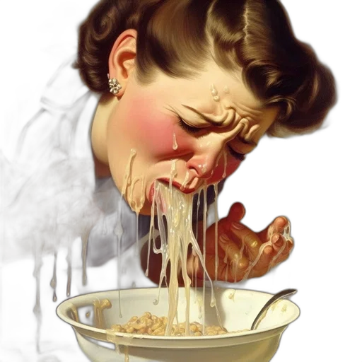 food, photorealistic, troubled, woman transparent PNG cut-out