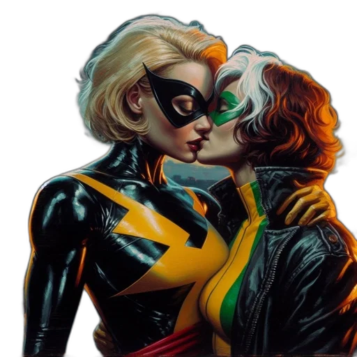 comic book art, concept art, neon lights, two transparent PNG cut-out