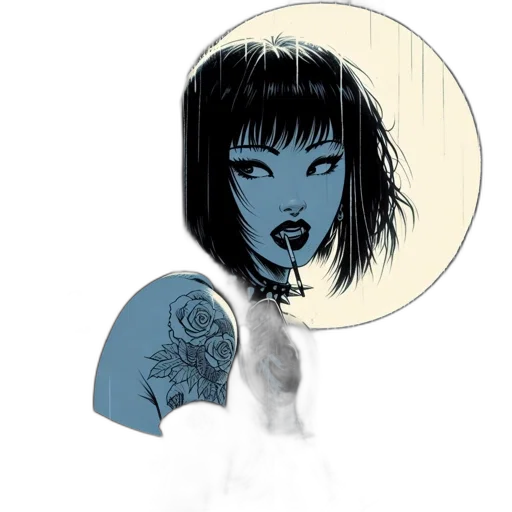 jewelry, face, comic book art, cartoon transparent PNG cut-out