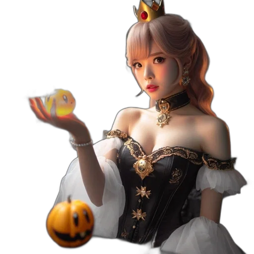 dress, crown, fantasy art, 3d render transparent PNG cut-out
