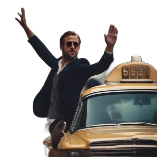 car, concept art, man, stands transparent PNG cut-out
