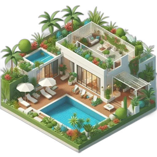 building, furniture, 3d render, concept art transparent PNG cut-out
