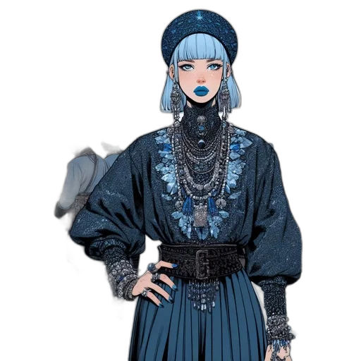 dress, jewelry, staff, concept art transparent PNG cut-out