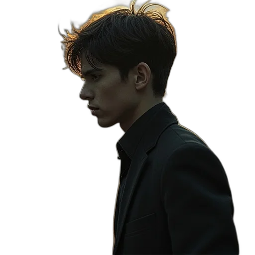 jacket, face, hair, staff transparent PNG cut-out