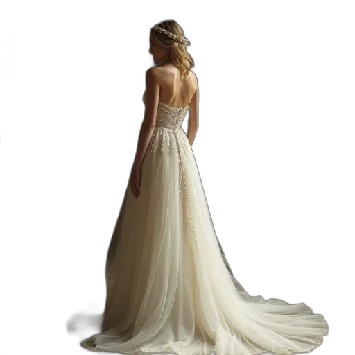 dress, crown, jewelry, photorealistic transparent PNG cut-out