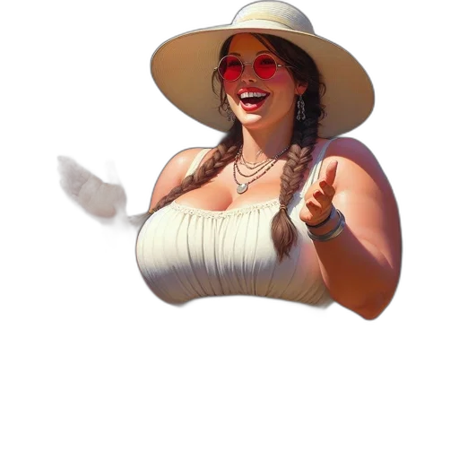 hat, dress, umbrella, staff transparent PNG cut-out