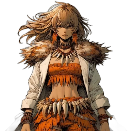 staff, dress, hair, mask transparent PNG cut-out