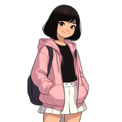 jacket, dress, creature, staff transparent PNG cut-out