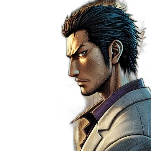 face, staff, jacket, concept art transparent PNG cut-out