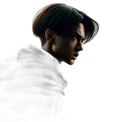 jacket, face, hair, staff transparent PNG cut-out