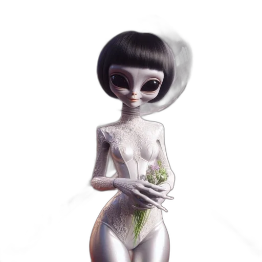 robot, dress, creature, flower transparent PNG cut-out