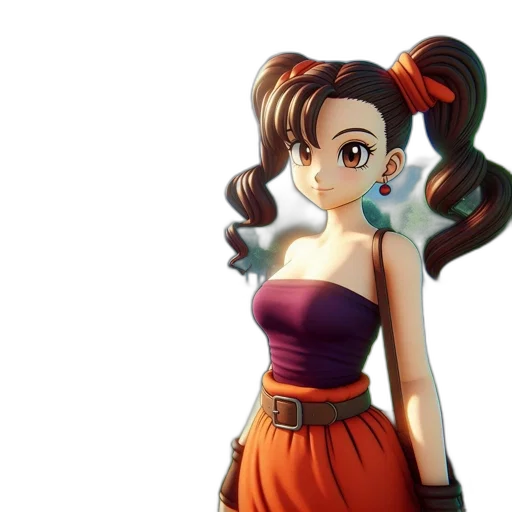 dress, staff, anime, 3d render transparent PNG cut-out