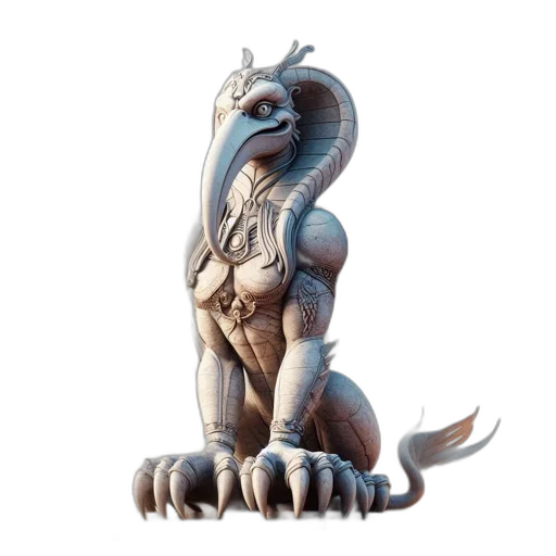 dragon, creature, animal, staff transparent PNG cut-out