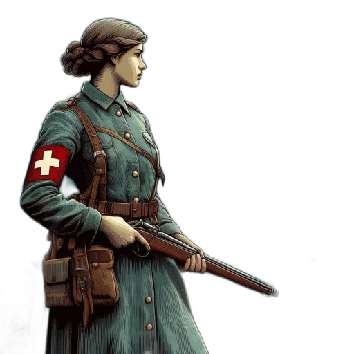 weapon, staff, jacket, hat transparent PNG cut-out