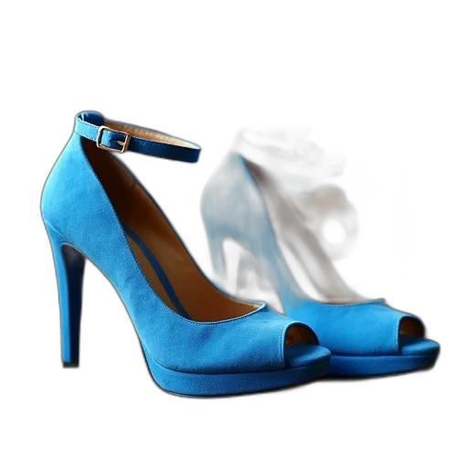 shoes, photorealistic, 3d render, blue transparent PNG cut-out