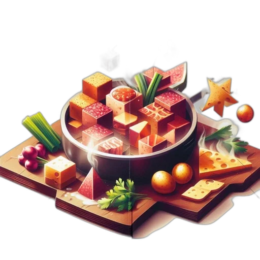 food, 3d render, concept art, photorealistic transparent PNG cut-out