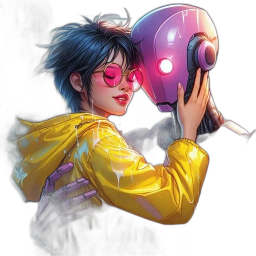 robot, concept art, cyberpunk, comic book art transparent PNG cut-out