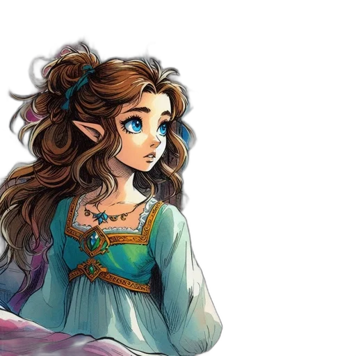 dress, face, fantasy art, pixel art transparent PNG cut-out