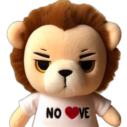 3d render, stuffed, lion, toy transparent PNG cut-out