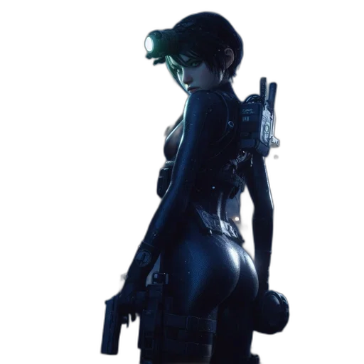 weapon, jacket, robot, cyberpunk transparent PNG cut-out
