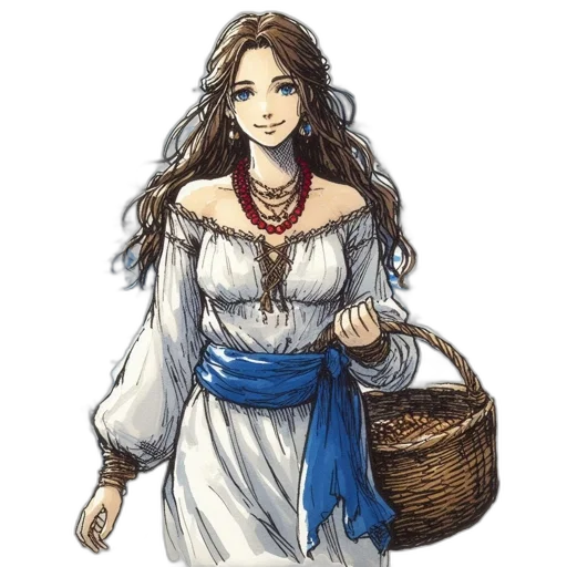 dress, jewelry, staff, fantasy art transparent PNG cut-out