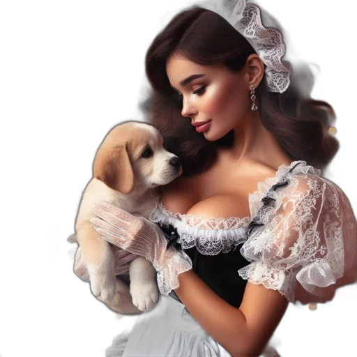 dress, animal, photorealistic, oil painting transparent PNG cut-out