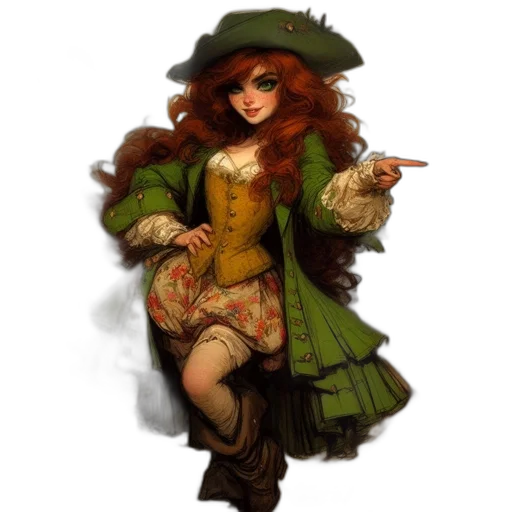 dress, staff, hat, jacket transparent PNG cut-out