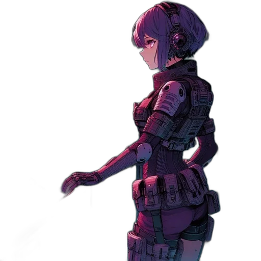 robot, jacket, dress, weapon transparent PNG cut-out