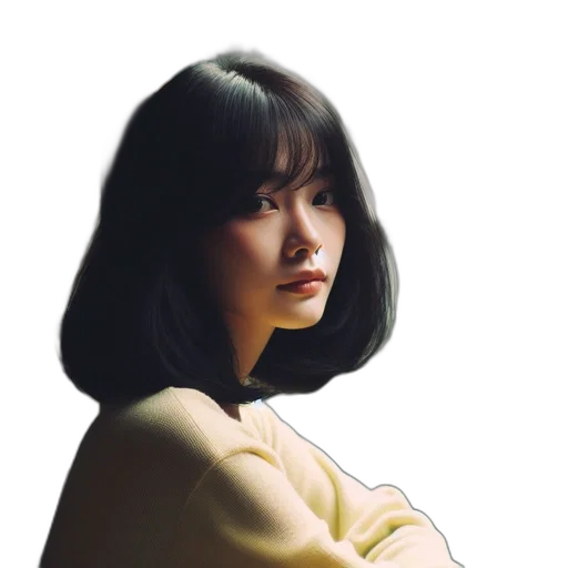 face, hair, jacket, creature transparent PNG cut-out