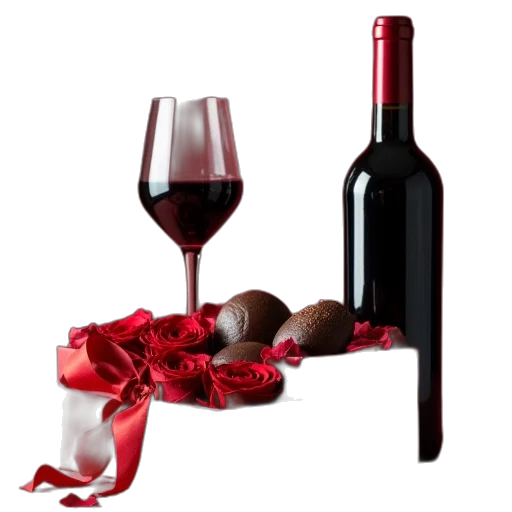bottle, red, wine, chocolates transparent PNG cut-out