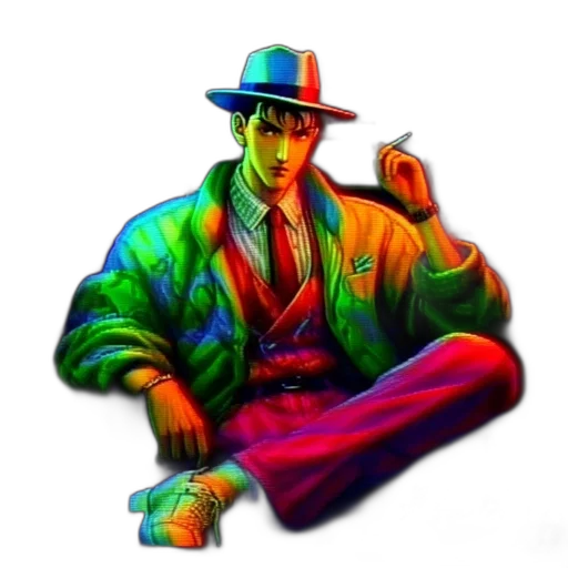 jacket, hat, umbrella, staff transparent PNG cut-out