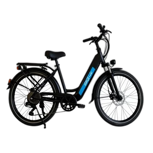 black, electric, bicycle, blue transparent PNG cut-out