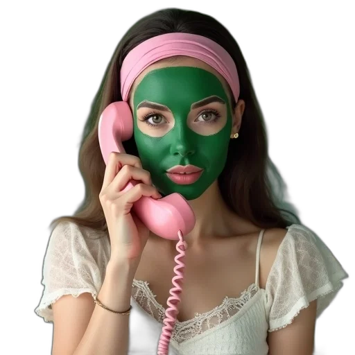 mask, face, green, woman transparent PNG cut-out