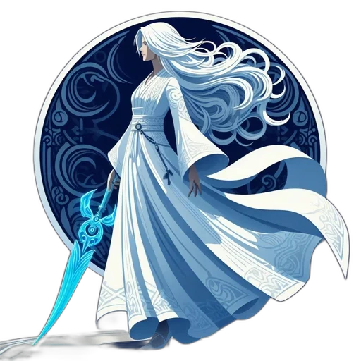 sword, staff, dress, fantasy art transparent PNG cut-out