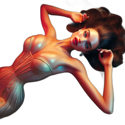 hair, dress, jewelry, photorealistic transparent PNG cut-out