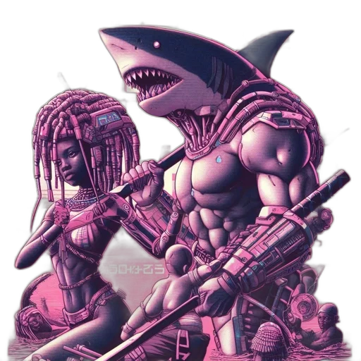 weapon, creature, animal, vaporwave transparent PNG cut-out