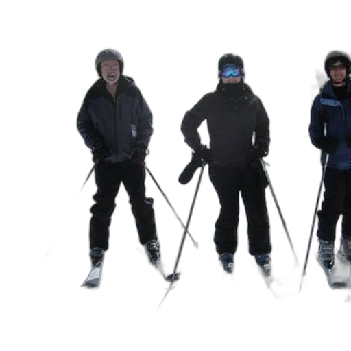 staff, jacket, three, skiers transparent PNG cut-out