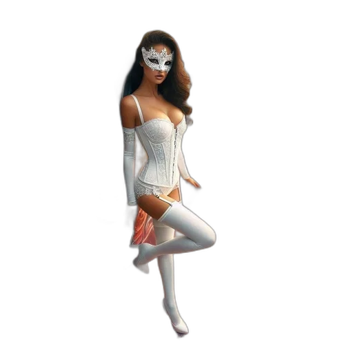 mask, dress, 3d render, concept art transparent PNG cut-out
