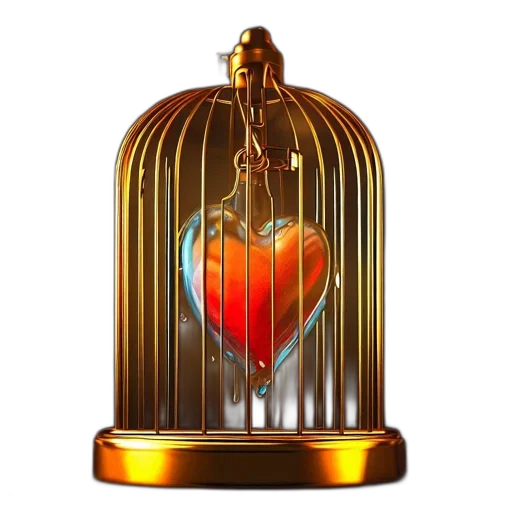 jewelry, inside, golden, birdcage transparent PNG cut-out