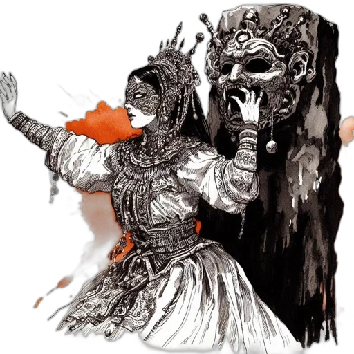 mask, concept art, fantasy art, watercolor transparent PNG cut-out