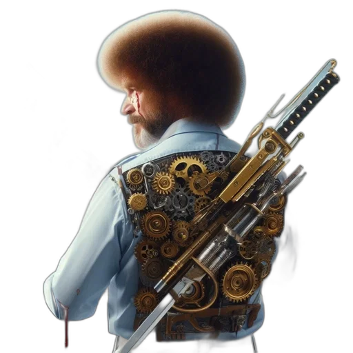 weapon, staff, jacket, robot transparent PNG cut-out