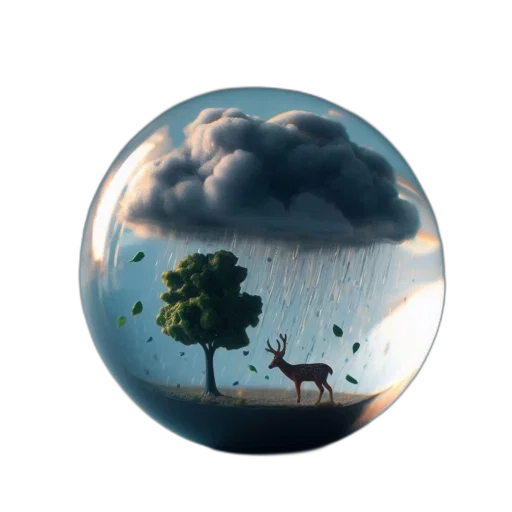 umbrella, tree, creature, dragon transparent PNG cut-out